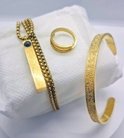Ayatul Kursi Locket – Bracelet- Ring Combo Set – golden color(with lens)